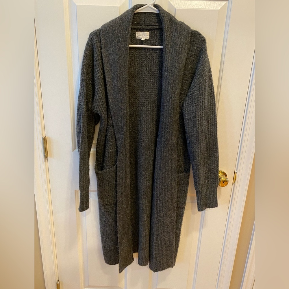 Lou & Grey long cardigan sweater Heather gray size small